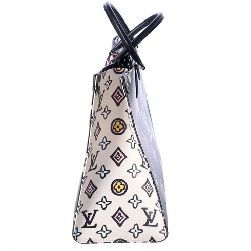 Louis Vuitton Onthego GM Wild at Heart Tote Bag Black Pink Monogram Canvas