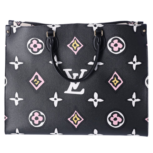 Louis Vuitton Onthego GM Wild at Heart Tote Bag Black Pink Monogram Canvas