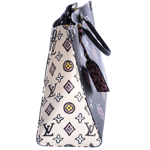 Louis Vuitton Onthego GM Wild at Heart Tote Bag Black Pink Monogram Canvas