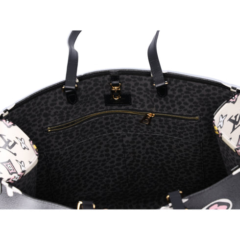Louis Vuitton Onthego GM Wild at Heart Tote Bag Black Pink Monogram Canvas