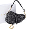 Christian Dior Saddle Bag Handbag Gray Black Leopard Jacquard