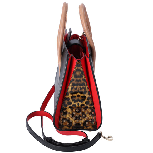 Christian Louboutin Paloma Small Handbag Black Beige Multi Leopard Leather