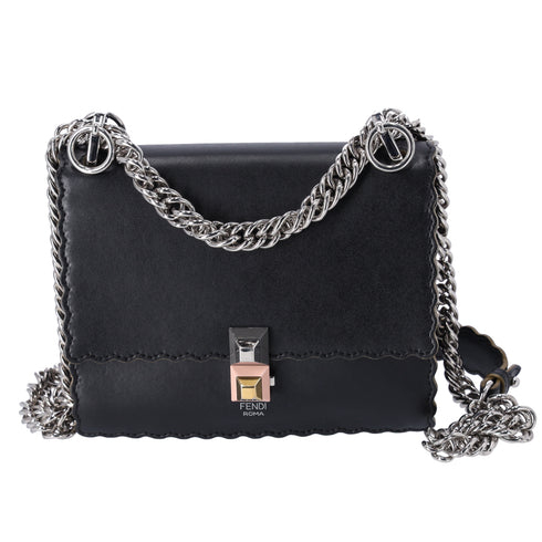 FENDI Mini Kan I Shoulder Bag 8M0381 Black Leather