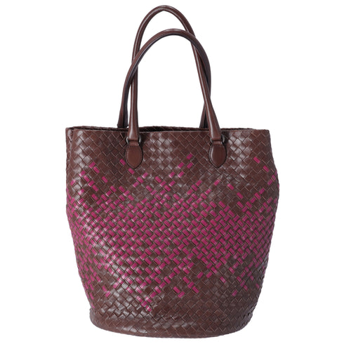 BOTTEGA VENETA Intrecciato Tote Bag 226344 Dark Brown Purple Leather