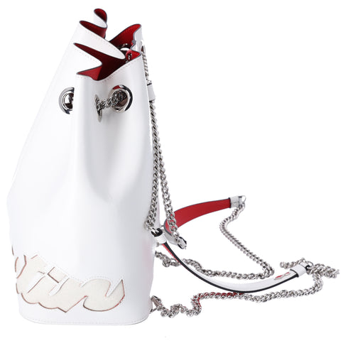 Christian Louboutin Maryjane Backpack White Calfskin Leather Glitter