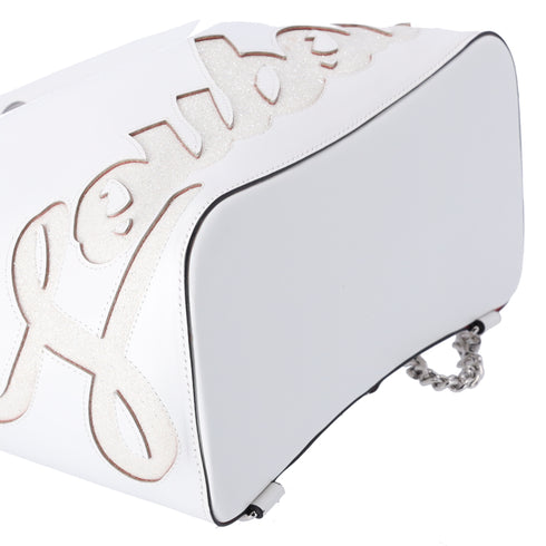 Christian Louboutin Maryjane Backpack White Calfskin Leather Glitter