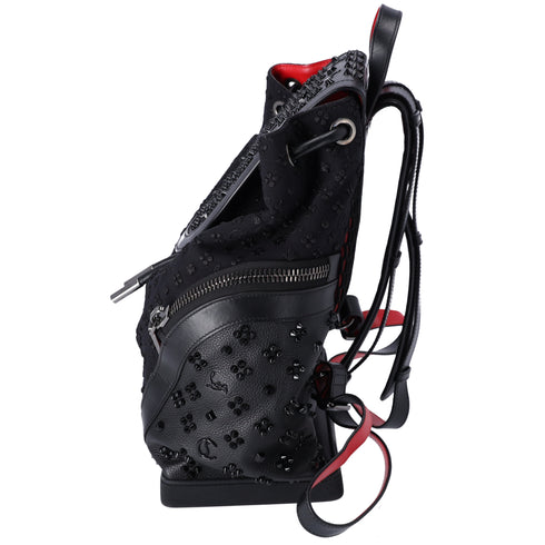 Christian Louboutin Explorafunk Backpack Studded Black Red Canvas Leather