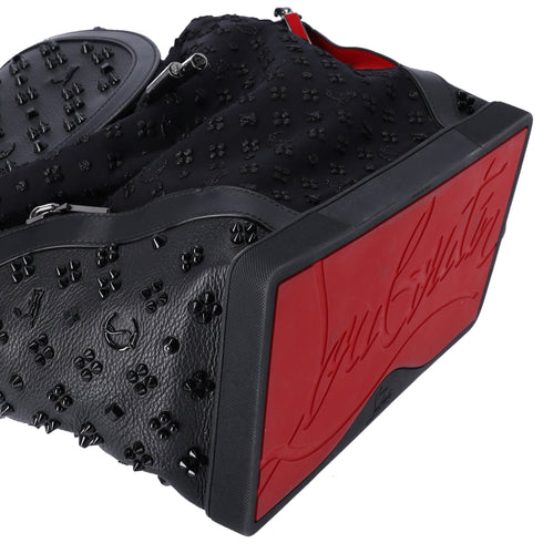 Christian Louboutin Explorafunk Backpack Studded Black Red Canvas Leather