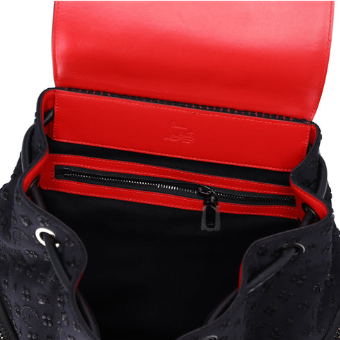 Christian Louboutin Explorafunk Backpack Studded Black Red Canvas Leather