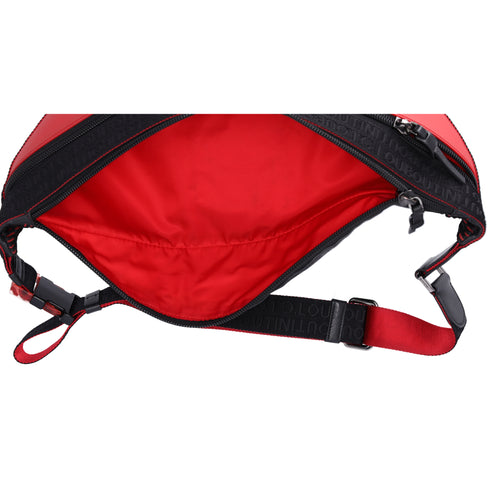 Christian Louboutin Belt Bag Black Red Leather Rubber Canvas