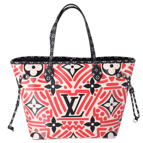 Louis Vuitton Neverfull MM LV Crafty Tote Bag Creme Rouge Giant Monogram