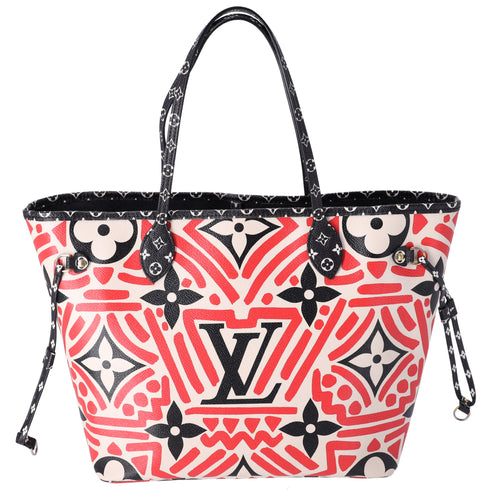 Louis Vuitton Neverfull MM LV Crafty Tote Bag Creme Rouge Giant Monogram