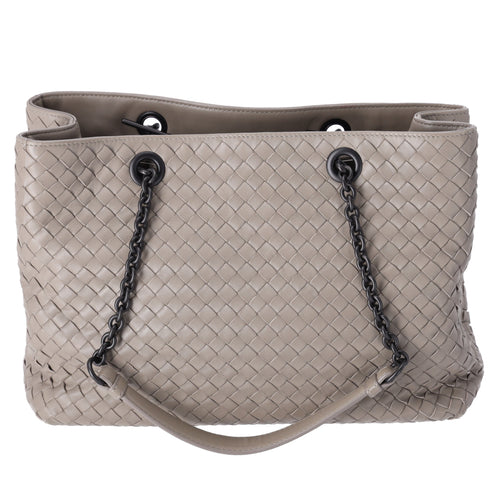 BOTTEGA VENETA Intrecciato Tote Bag Gray Leather