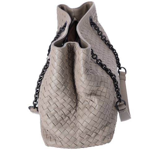 BOTTEGA VENETA Intrecciato Tote Bag Gray Leather