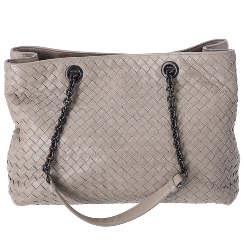 BOTTEGA VENETA Intrecciato Tote Bag Gray Leather