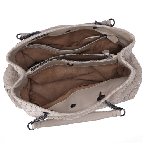 BOTTEGA VENETA Intrecciato Tote Bag Gray Leather