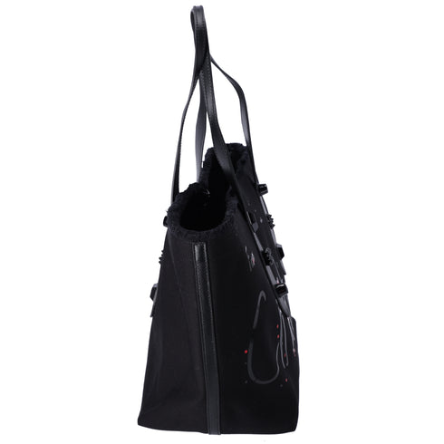 Christian Louboutin Frangibus Tote Bag Black Red Canvas Leather