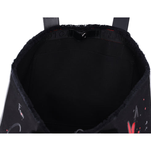Christian Louboutin Frangibus Tote Bag Black Red Canvas Leather
