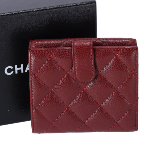 CHANEL Matelasse Trifold Wallet A48980 Bordeaux Caviar Leather