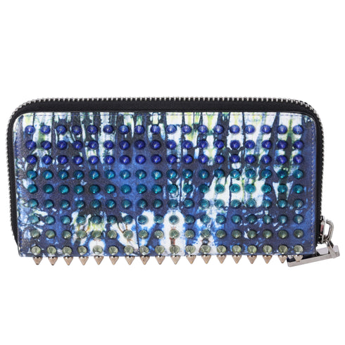 Christian Louboutin Panettone Long Wallet Blue Cream Multi Leather Studded
