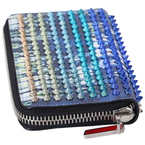 Christian Louboutin Panettone Long Wallet Blue Cream Multi Leather Studded