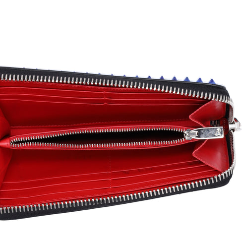 Christian Louboutin Panettone Long Wallet Blue Cream Multi Leather Studded