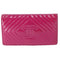 CHANEL V Stitch Chevron Long Bifold Wallet Pink Patent Leather