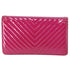CHANEL V Stitch Chevron Long Bifold Wallet Pink Patent Leather