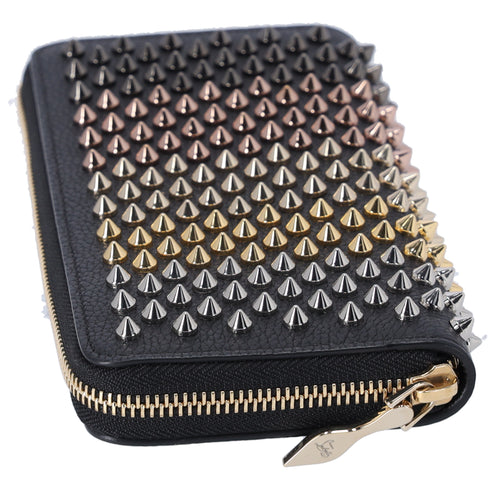 Christian Louboutin Panettone Long Wallet Black Leather Multicolor Hardware
