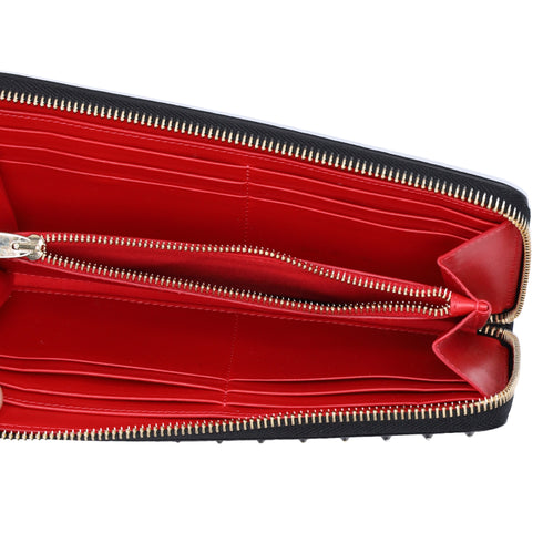 Christian Louboutin Panettone Long Wallet Black Leather Multicolor Hardware