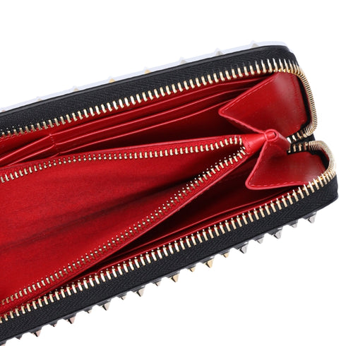 Christian Louboutin Panettone Long Wallet Black Leather Multicolor Hardware