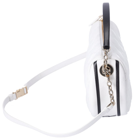 Christian Dior VIBE Hobo Bag Medium Shoulder Bag White Black Lambskin
