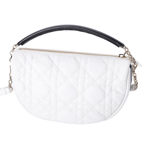Christian Dior VIBE Hobo Bag Medium Shoulder Bag White Black Lambskin