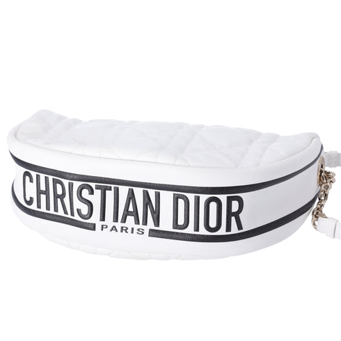 Christian Dior VIBE Hobo Bag Medium Shoulder Bag White Black Lambskin