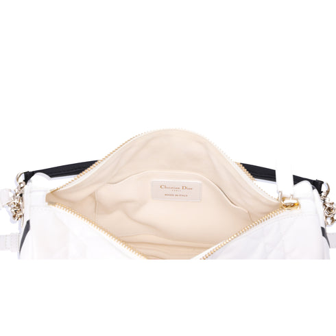 Christian Dior VIBE Hobo Bag Medium Shoulder Bag White Black Lambskin