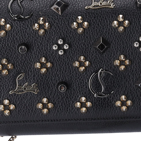 Christian Louboutin Paloma Clutch Crossbody Bag Black Leather Studded