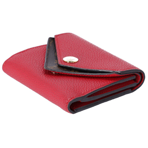 Louis Vuitton Double V Compact Trifold Wallet M64419 Ruby Red Brown Monogram