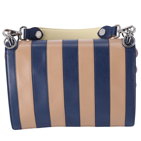 FENDI KAN I Handbag 8BT283 Beige Navy Multi Leather