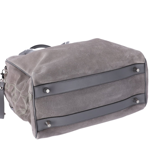 Christian Louboutin Mary Jane Large Handbag Gray Khaki Suede Leather