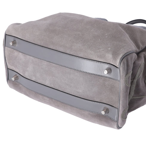 Christian Louboutin Mary Jane Large Handbag Gray Khaki Suede Leather