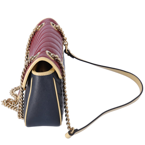 GUCCI GG Marmont Quilting Small Shoulder Bag 443497 Red Navy Cream