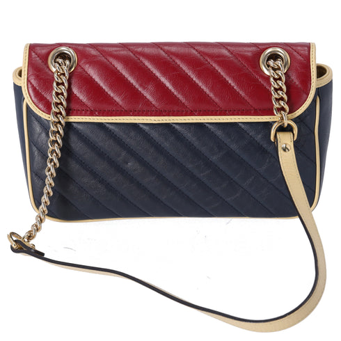 GUCCI GG Marmont Quilting Small Shoulder Bag 443497 Red Navy Cream