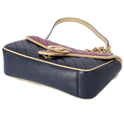 GUCCI GG Marmont Quilting Small Shoulder Bag 443497 Red Navy Cream