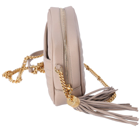 SAINT LAURENT PARIS Lou Mini Tassel Crossbody 612579 Beige Leather