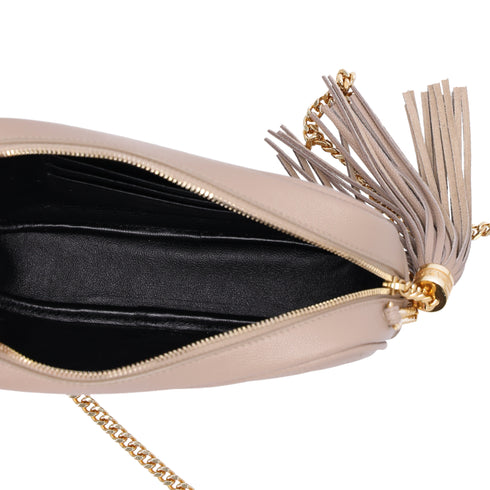 SAINT LAURENT PARIS Lou Mini Tassel Crossbody 612579 Beige Leather