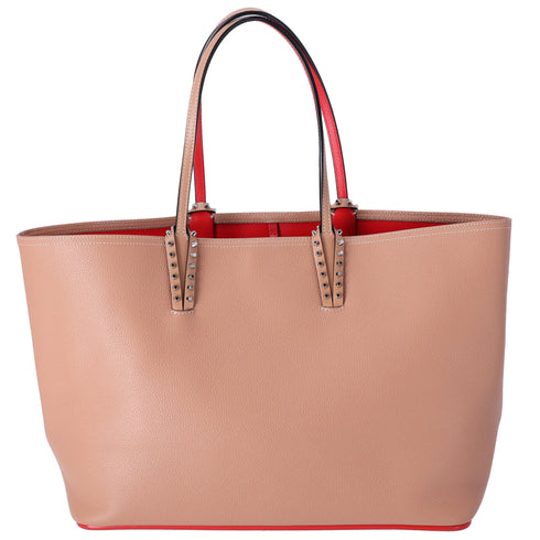 Christian Louboutin Cabata Large Tote Bag Tan Red Leather Rubber