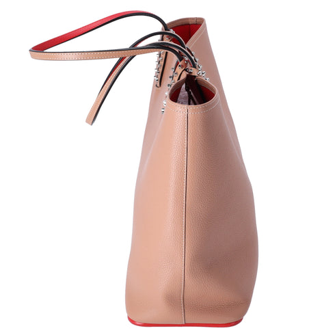 Christian Louboutin Cabata Large Tote Bag Tan Red Leather Rubber