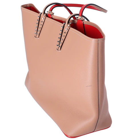 Christian Louboutin Cabata Large Tote Bag Tan Red Leather Rubber