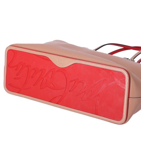 Christian Louboutin Cabata Large Tote Bag Tan Red Leather Rubber