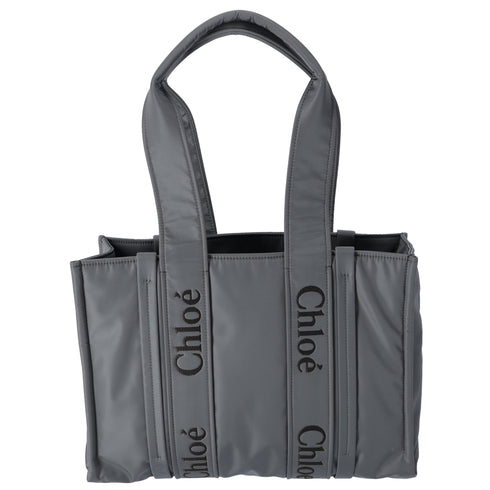 Chloe Woody Medium Tote Bag Tote Bag Gray Polyester